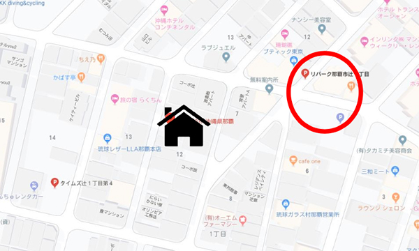 〒900-0037 沖縄県那覇市辻1丁目6−1 ＜ Google Map ＞　一日最大600円